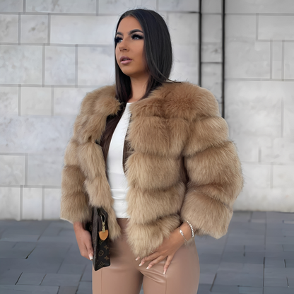 Amelia - Modische, warme Damen-Kunstfell-Jacke