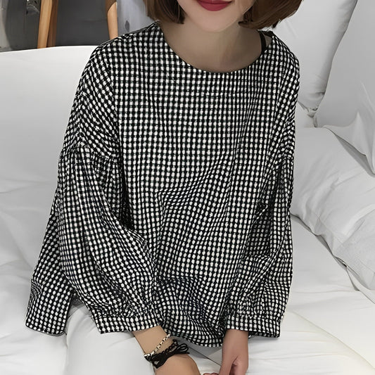 Tahlia - Lässige karierte Bluse mit asymmetrischem Design für Frauen