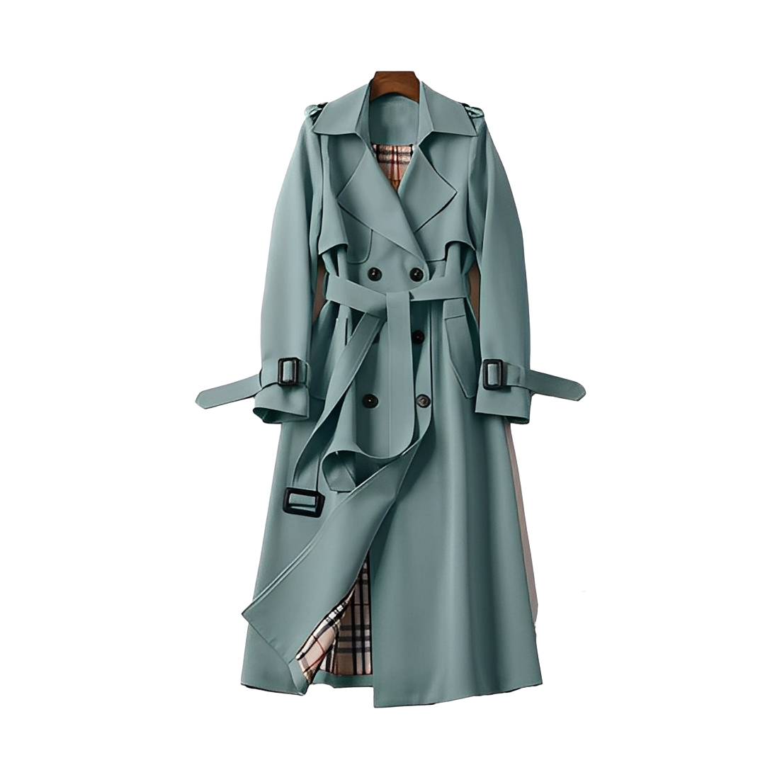 Louisette - Damen Trenchcoat mit doppelter Knopfreihe und Gürtel