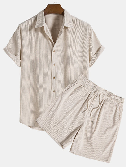 Klaus – Set aus kurzem Hemd und Shorts mit Struktur